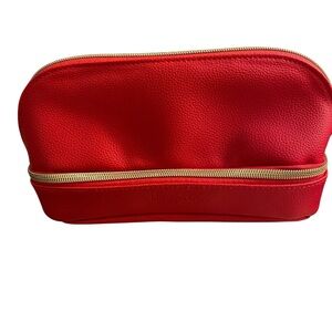 Elizabeth Arden New York Red Vegan Leather Cosmetic Bag